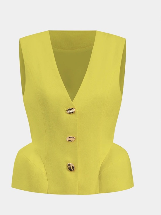 Micas Other - Elegant sleeveless women's blouse in lemon yellow—perfect for any occasion.